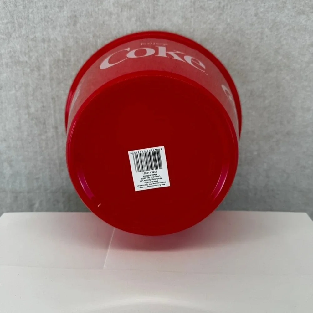 Vtg Coca-Cola Plastic Popcorn Beverage Bucket Red White Enjoy Coke Snack Bowl